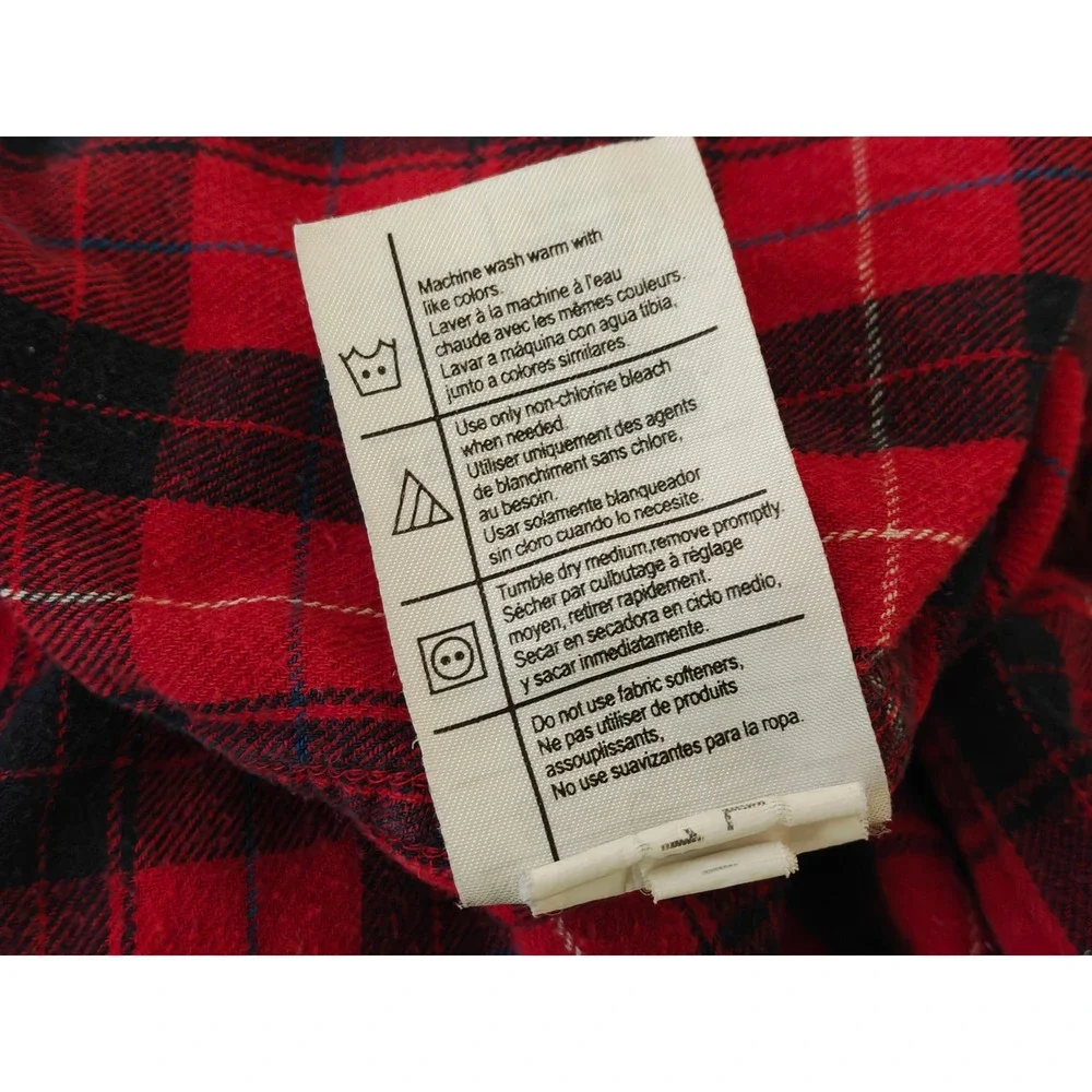 Carhartt Mens Red Black Plaid Flannel Shirt Long Sleeve Regular Fit L S250 CRI